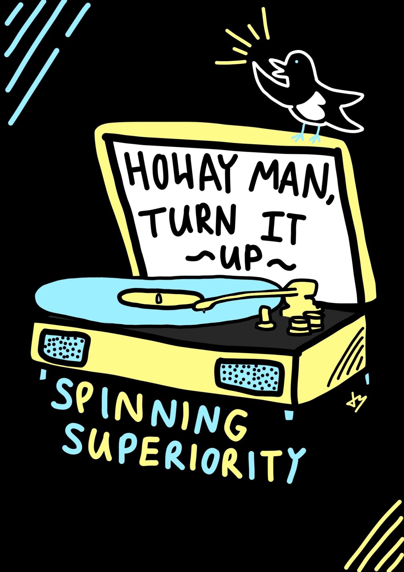 Howay Turn It Up A3 Music Poster - Newcastle Inspired Print, Geordie Slang Wall Art, Music Lover Decor, Gift for North East Fans