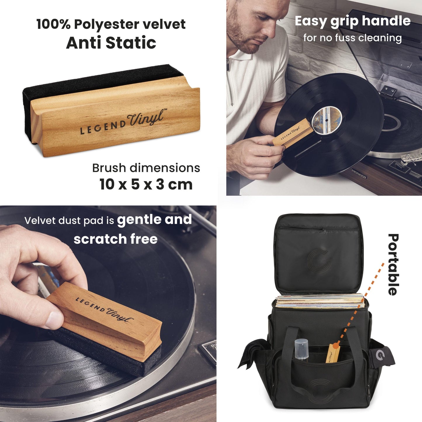 Velvet Vinyl Dust Brush - Anti-Static Record Cleaner, Deep Clean LP Brush, Turntable Maintenance, Vinyl Care Accessory